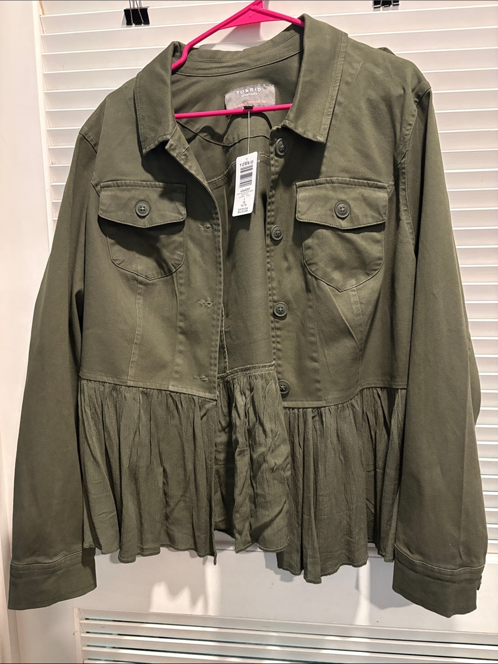 Torrid Olive Green Utility Peplum Jacket